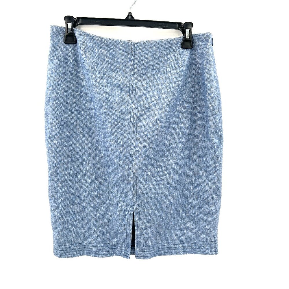 NEW Banana Republic Flannel Trapun luxury Italian pencil skirt blue wool blend 4